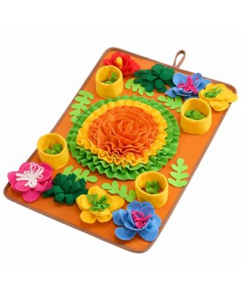 Aronkl Floral Interactive Sniffing Puzzle Feeding Mat For Dogs Cats Pets Brain Enrichment