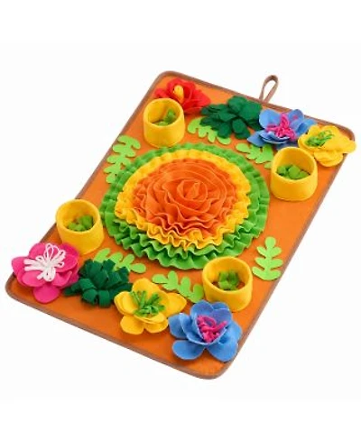 Aronkl Floral Interactive Sniffing Puzzle Feeding Mat For Dogs Cats Pets Brain Enrichment
