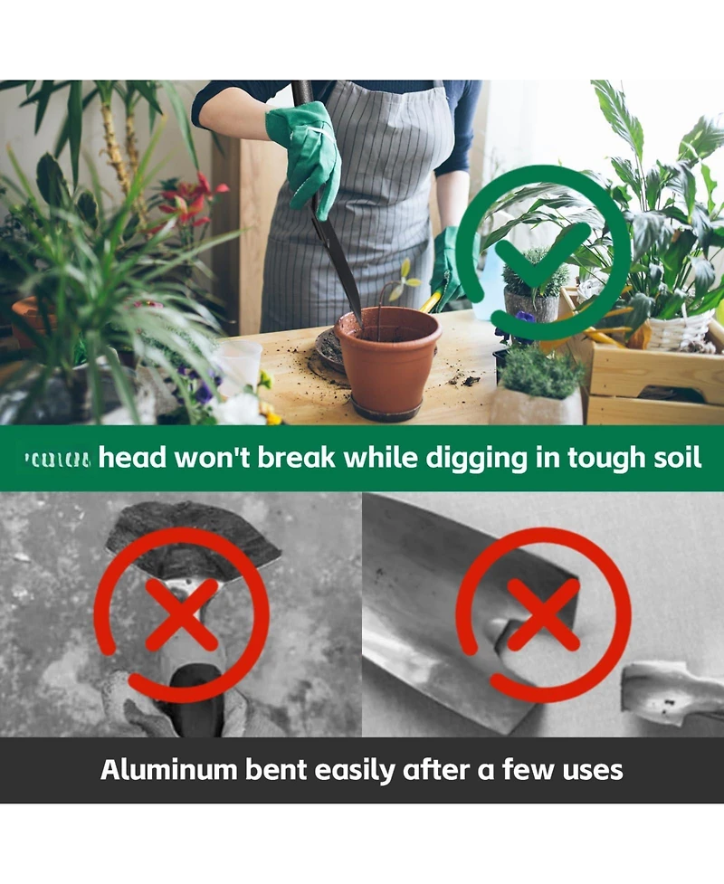 Xdovet Garden Tools Set Extension Handles 5 Piece Steel Rust-proof Weeding Planting Kit
