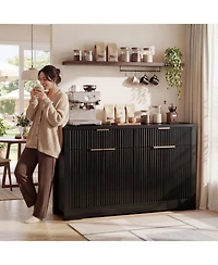 Aheaplus 55" Wood Modern Sideboard Buffet Cabinet with Door and Storage Drawers
