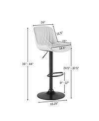Rainsken Contemporary Adjustable Barstool Set of 2, Faux Leather Swivel Seats with Back, Counter Height Metal Chairs, for Bar, Kitchen, Dining Room