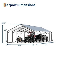 gaomon Heavy Duty Steel Metal Carport Outdoor Storage Shelter with Vertical Roof