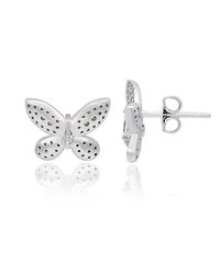 Suzy Levian New York Sterling Silver Pave Cubic Zirconia Butterfly Stud Earrings