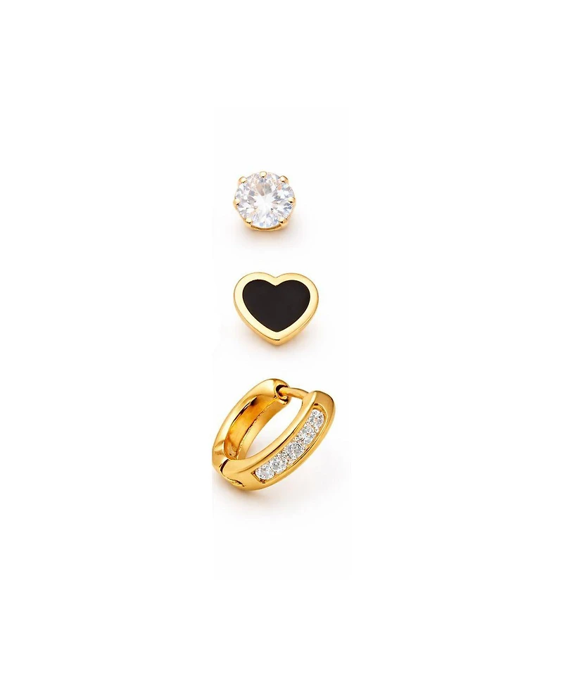 Rebl Jewelry Women's Heart Stud Earring Set