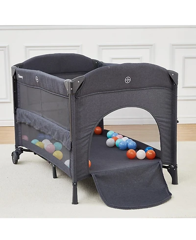 homfan 110L x 78W x 77H cm Baby Playard with Pad, Infant Playpen with Mesh Sides, Foldable Travel Activity Center for Indoor Outdoor Use