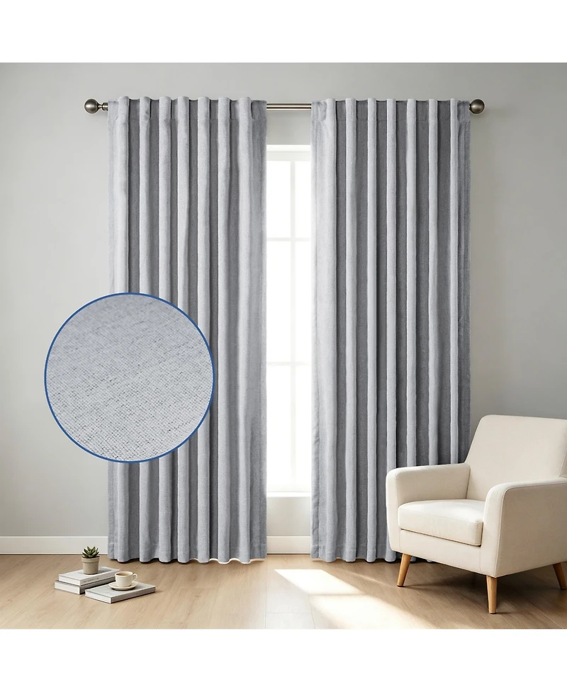 Chenille Blackout Back Tab Curtains Pair