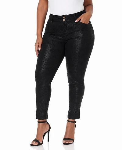 White Mark Plus Snake Print High-Rise Ankle Pants