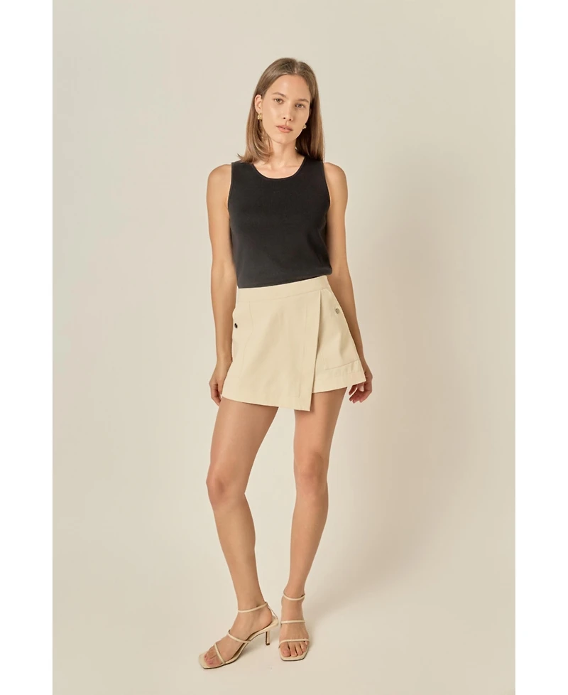 English Factory Women's Wrap Detail Mini Skort