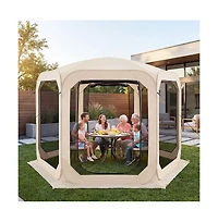 Cowin 10FT Pop Up Screen House Tent, Portable Outdoor Shelter with Sunshade Net, for 8-10 People, for Backyard Camping Picnic