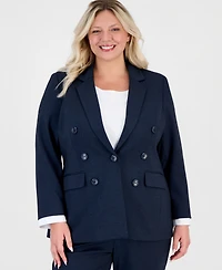 Jones New York Plus Double-Breasted Notch-Collar Blazer
