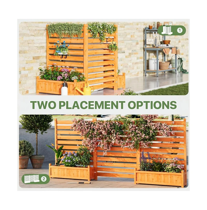 Aoxun Decorative Fence Planter Set of 3 C Cedar Wood Garden Border
