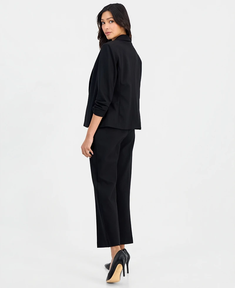 Anne Klein Essentials Petite 3/4-Sleeve Open-Front Zip-Pocket Jacket