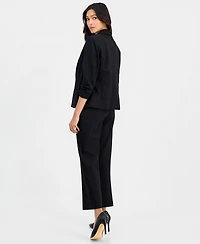 Anne Klein Essentials Petite 3/4-Sleeve Open-Front Zip-Pocket Jacket