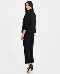 Anne Klein Essentials Petite 3 4 Sleeve Open Front Jacket Pull On Wide Leg Pants