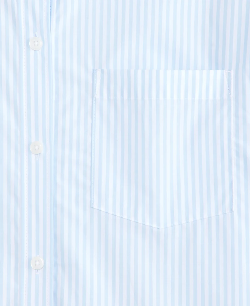On 34th Women's Oversized Contrast-Collar Striped Poplin Shirt, Macy's Exclusive