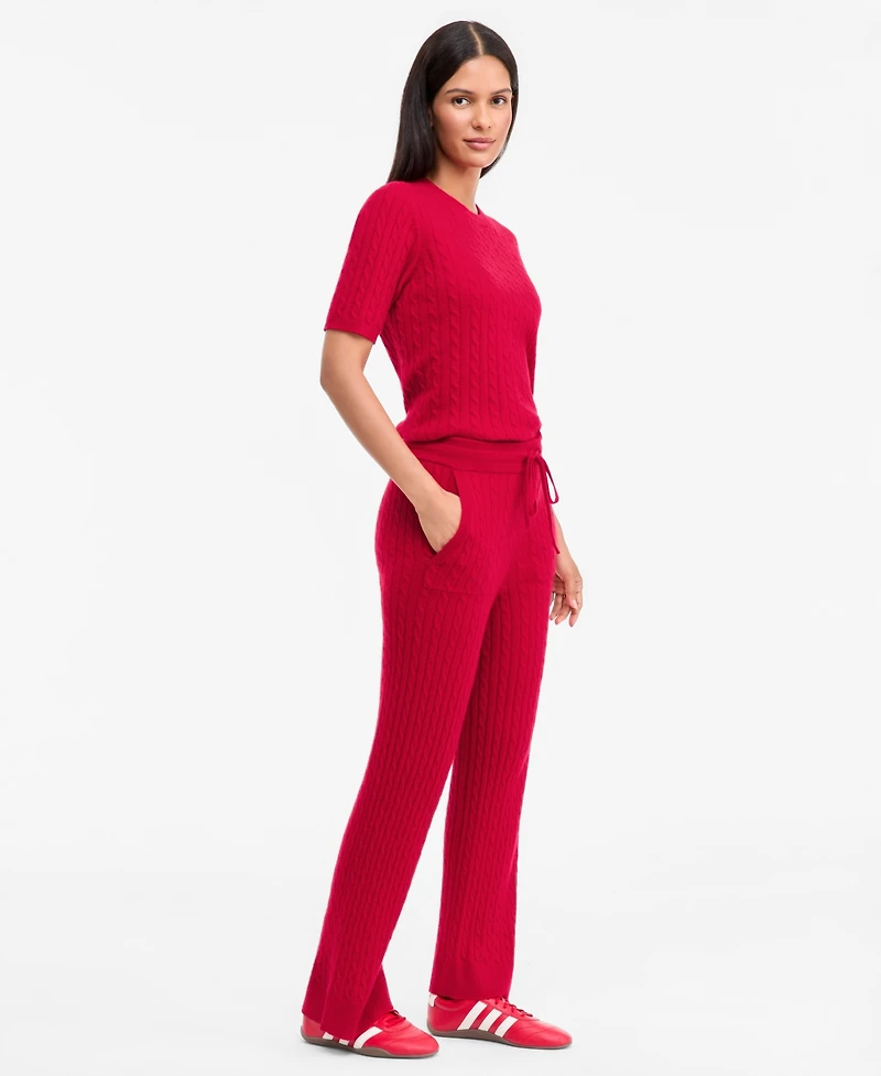 Charter Club Women's Cable-Knit Wide-Leg Pants, Macy's Exclusive