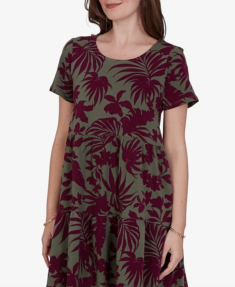Ruby Rd. Petite Tropical Print Stretch Pocket Dress