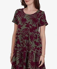 Ruby Rd. Petite Tropical Print Stretch Pocket Dress