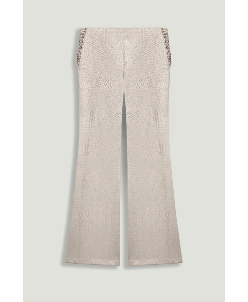 Nocturne Women's Snake Print Jacquard Flare Trousers