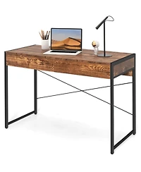 Gouun 2-Drawer Home Office Writing Desk with Reinforced Steel X-Frame