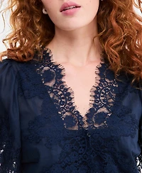 On 34th Women's Lace-Trim Button-Front Blouse, Macy's Exclusive