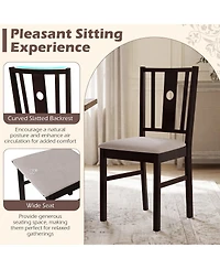 Gymax Wooden Chairs Set of 4 Upholstered Rubber Kitchen Chairs w/Fabric Padded Seat