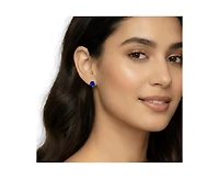 Rachel Glauber Dainty 14K Gold Plated 7MM Cubic Zirconia Stud Earrings