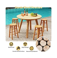 Boyel Living 24-Inch Outdoor Wood Bar Stools Set of 2 with Round Seat and Footrest