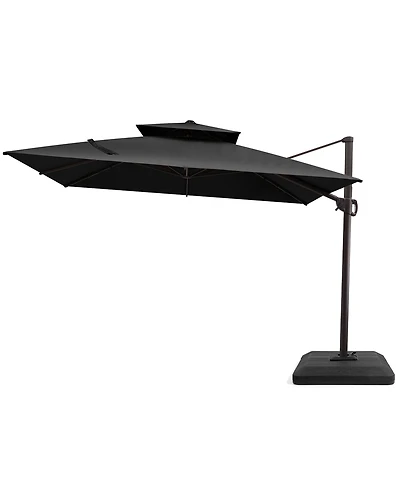 Pellebant Outdoor Patio Double Top 11x11Feet Square Aluminum Cantilever Umbrella with Base Brand