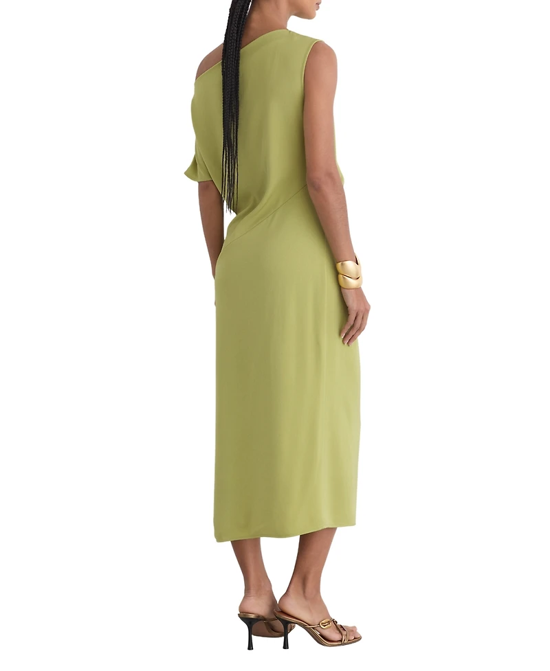 Reiss Women's Beth Asymmetric Tuck Detail Midi Dress