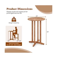Boyel Living Outdoor Acacia Wood Bar Table with Slatted Table Top