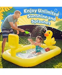 Aofar 63" Splash Pad Inflatable Duck Sprinkler Mat Water Basketball Game Pool Play Center Birthday Gift