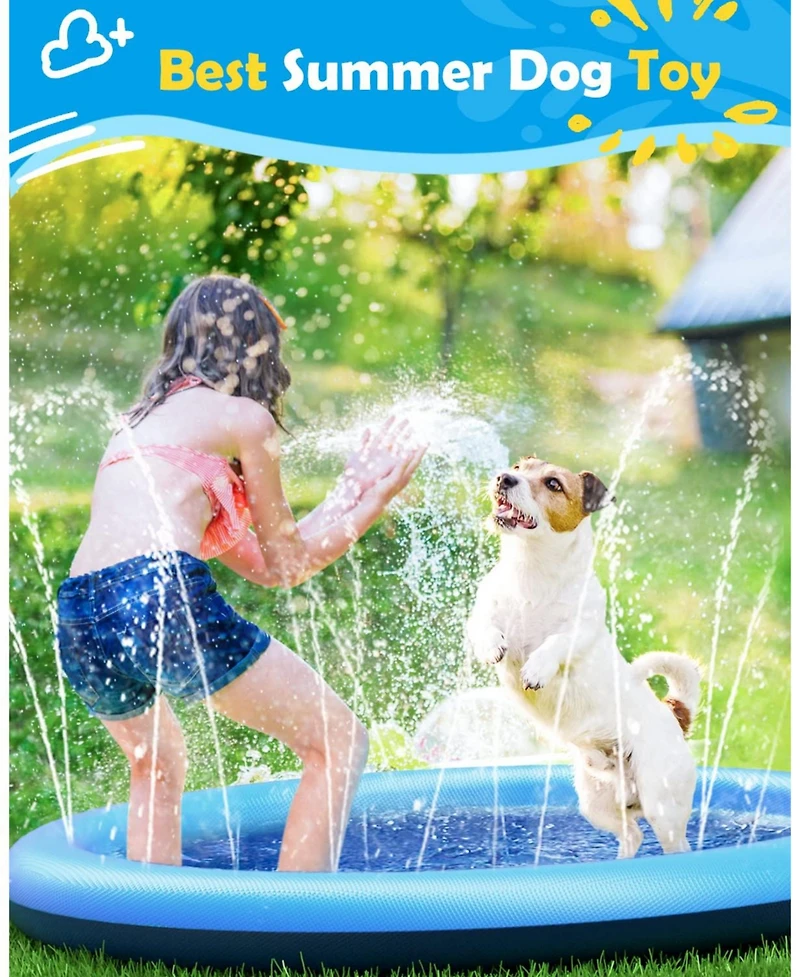 Aofar 119" Dog Splash Pad Sprinkler Play Mat