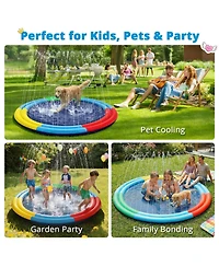 Aofar 78" Splash Pad Sprinkler Water Play Mat Dog Kids Outdoor Summer