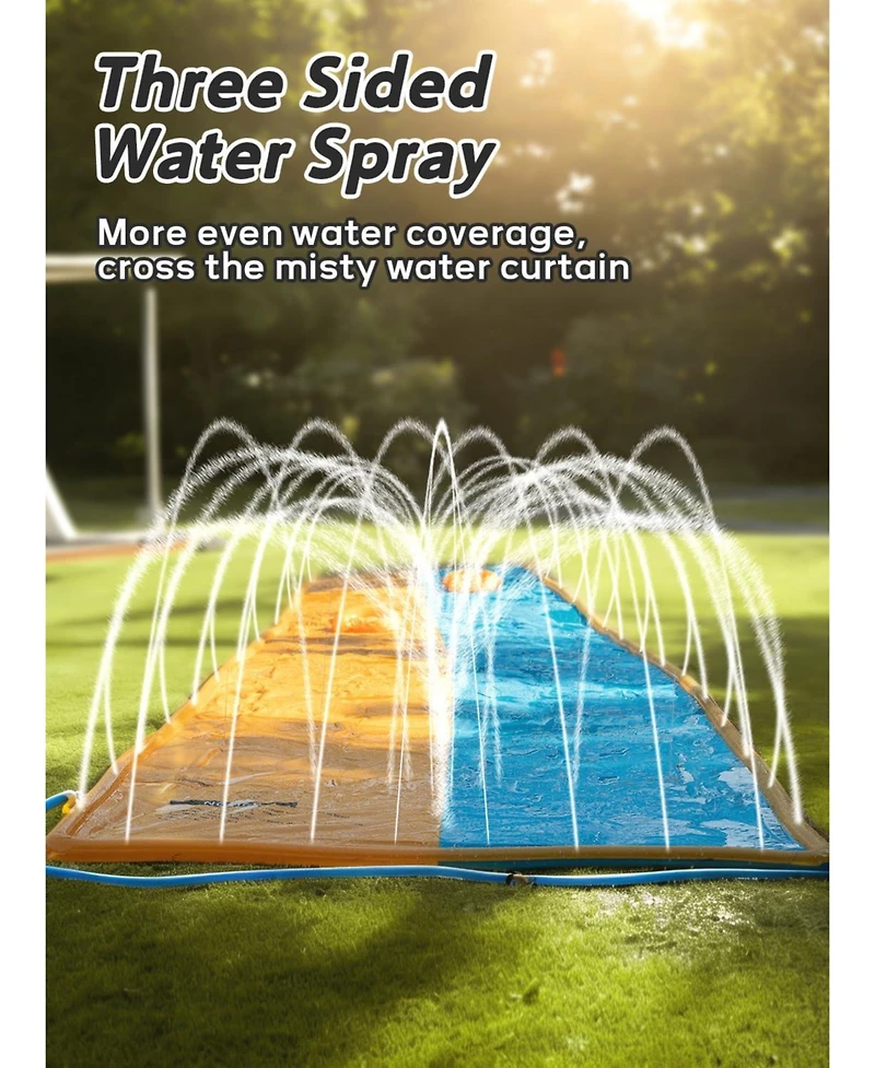 Aofar 20ft Slip Slide Inflatable Bodyboards Sprinkler Summer Heavy Duty