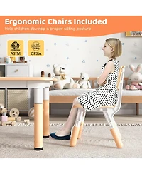Gouun Kids Adjustable 4-Seat Table and Chairs Set with Stackable Seating