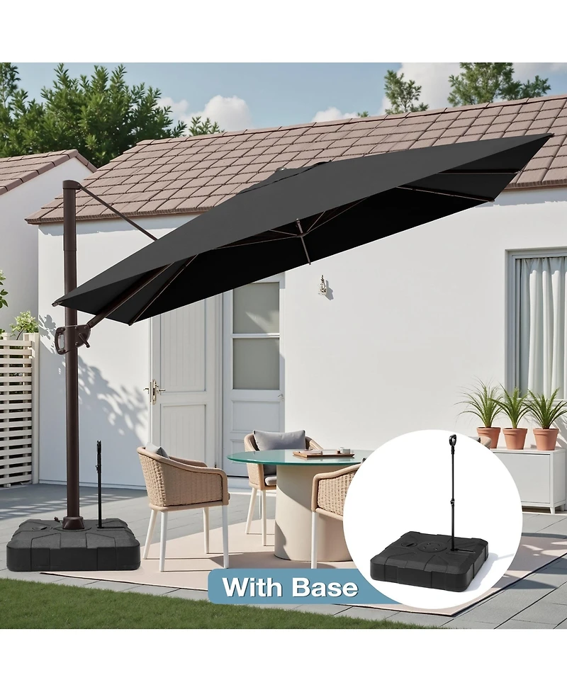 Pellebant Outdoor Patio 9X11Feet Aluminum Cantilever Umbrella with Rod Wheel Base
