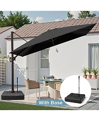 Pellebant Outdoor Patio 9X11Feet Aluminum Cantilever Umbrella with Rod Wheel Base