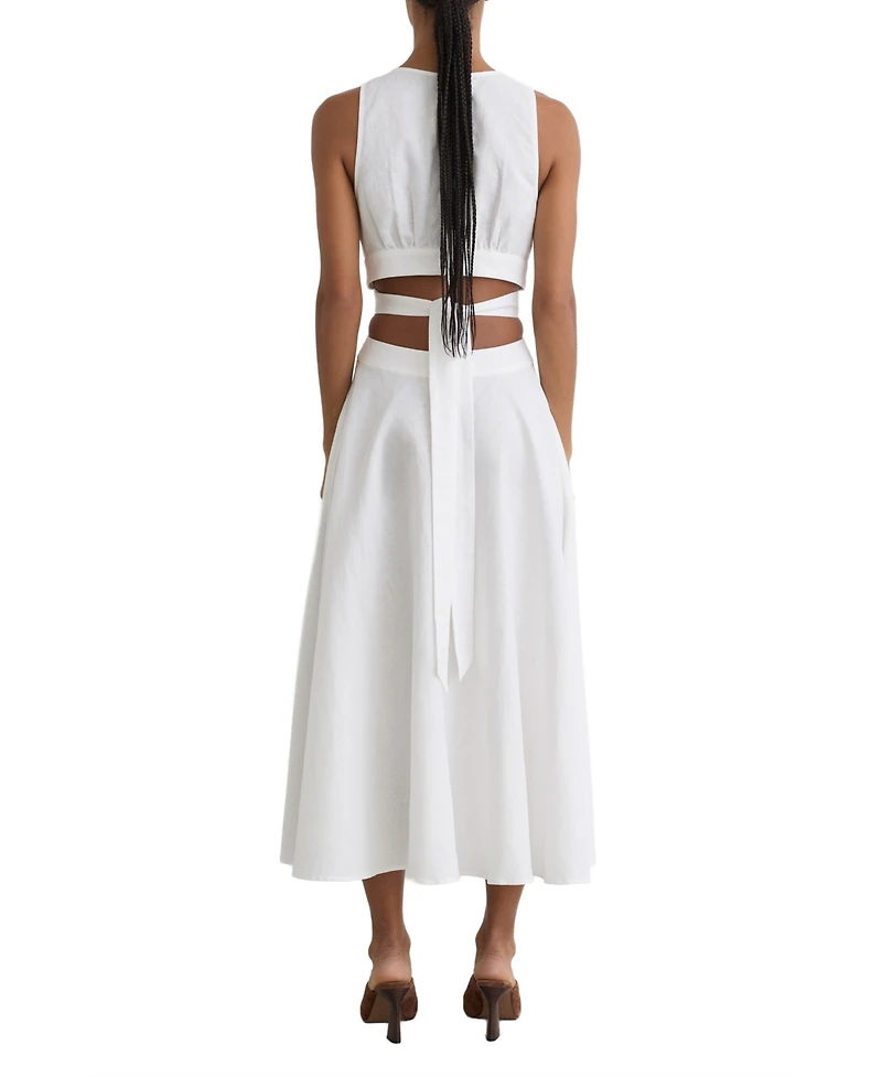 Reiss Women's Linen-Cotton Cut-Out Midi Dress