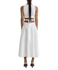 Reiss Women's Linen-Cotton Cut-Out Midi Dress
