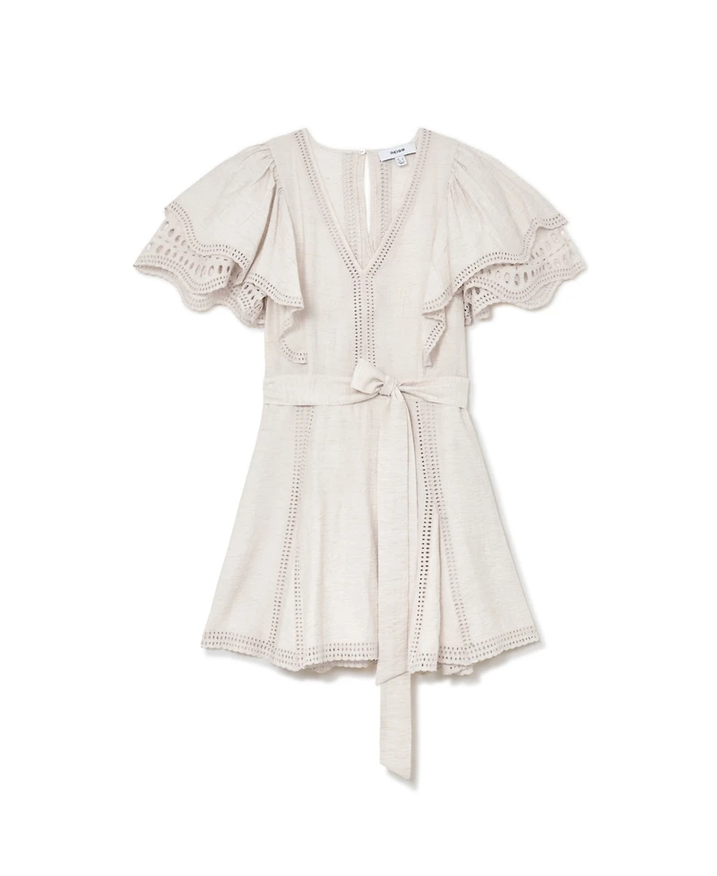Reiss Women's Broderie Anglaise Belted Flippy Dress