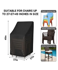 homfan Patio Chair Cover, 1 Pack, Silver-Coated 600D Oxford Fabric, Waterproof, Stackable, Fits 27" x 27" x 49" Chairs