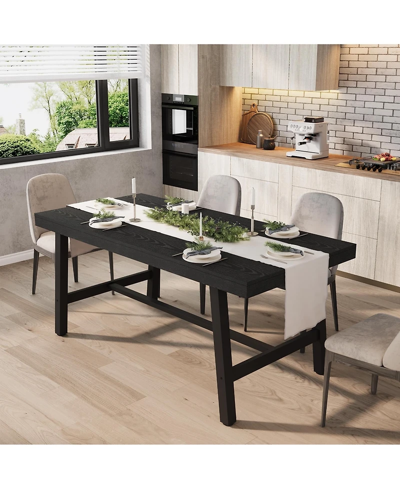 homfan Rectangular Dining Table for Industrial Kitchen with Metal Frame, Space-Saving or Work