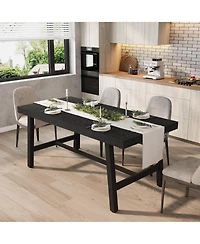 homfan Rectangular Dining Table for Industrial Kitchen with Metal Frame, Space-Saving or Work