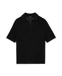Reiss Men's Raffarty Open Collar Stitch Detail Polo Shirt