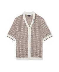 Reiss Men's Penn Button Through Jacquard Textured Shirt