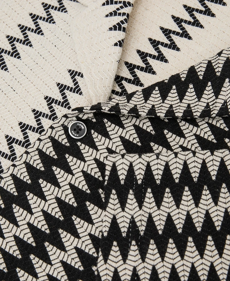 Reiss Men's Dain Zig Zag Crochet Cuban Shirt