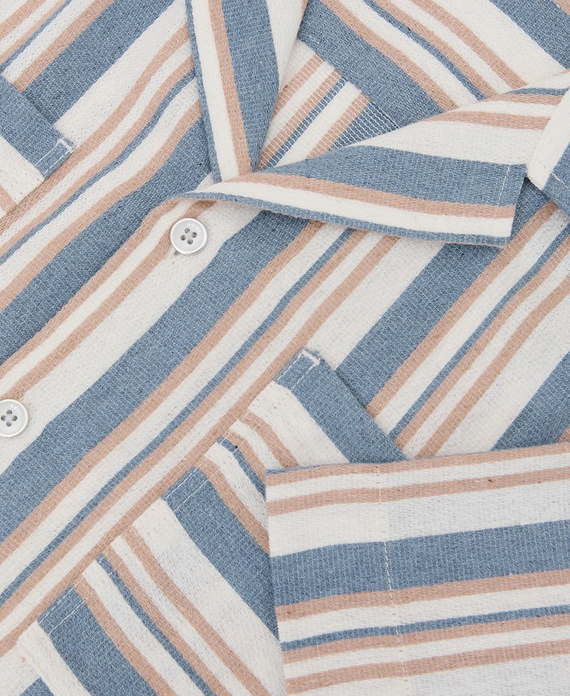 Reiss Men's Celeste Stripe Twin Pocket Cuban Shirt