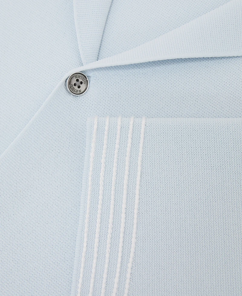 Reiss Men's Wandsworth Button Through Piped Stitch Detail Cuban Shirt