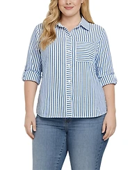 Ny Collection Plus 3/4-Sleeve Roll Tab Top